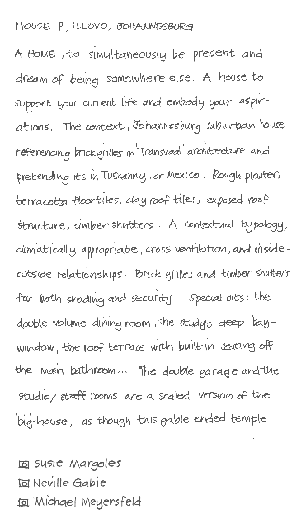 Text describing architectural project
